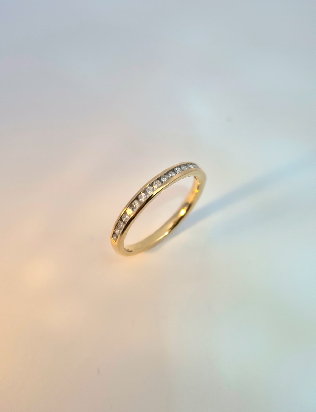 18ct Yellow Gold Channel set 12 Diamond Band